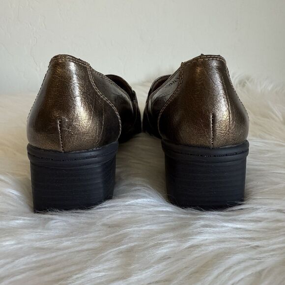 Naturalizer Size 6 Benatar Bronze Metallic Block Heel Loafers Fall Old Money - Picture 2 of 10